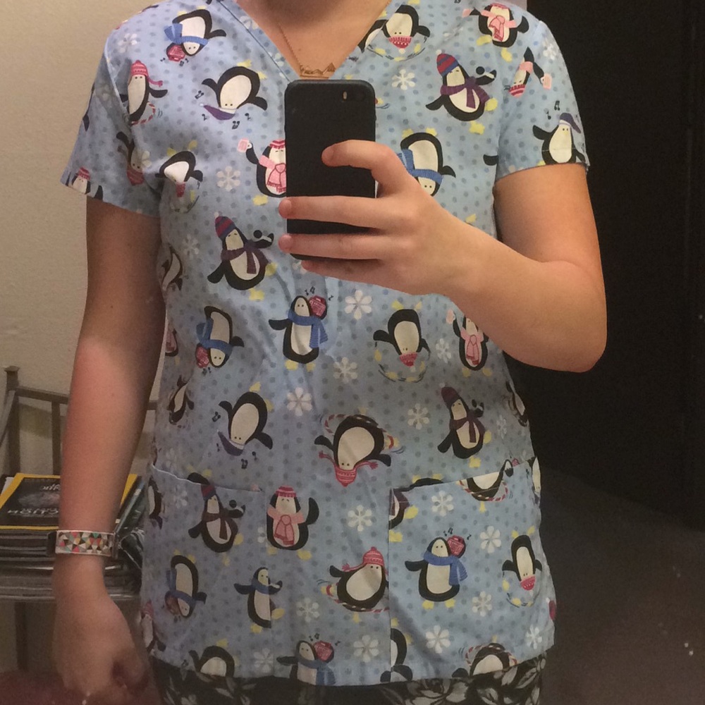 Women's Penguin Scrub Top